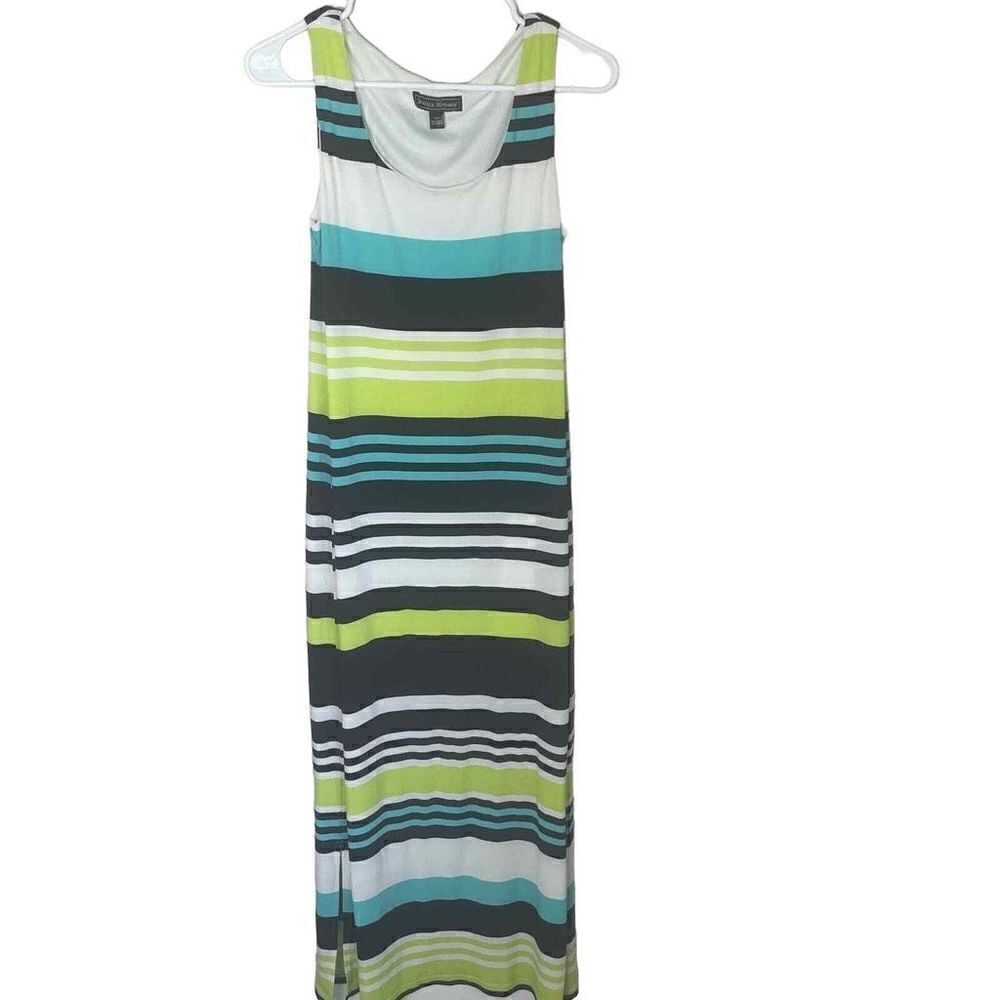 Jessica Howard Green Blue White Maxi Dress Size Small SA5M5522